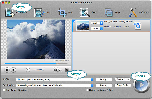 MTS to MOV converter Mac Version-iDealshare VideoGo